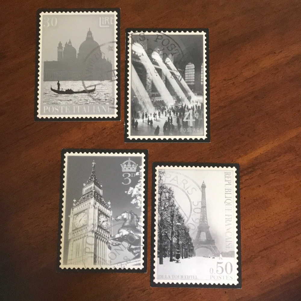 IKEA Vintage Collection Black & White Sepia Travel Stamps Prints